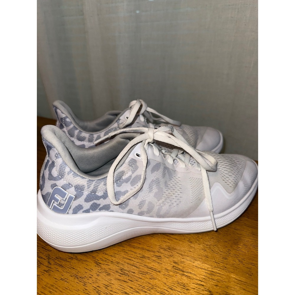 FootJoy‎ Flex Womens Golf Shoes White Grey Leopard Spikeless 95767 Size 7.5M